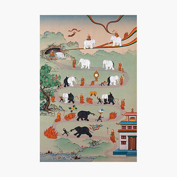 Item preview, Taming the Elephant Mind Buddhist Thanka Painting designed and sold by Onodera.