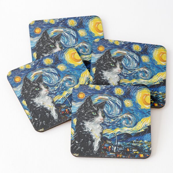 Item preview, Starry night Cat Van gogh Inspired Painting designed and sold by Vangoholic.