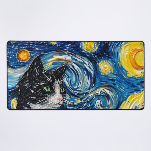 Item preview, Starry night Cat Van gogh Inspired Painting designed and sold by Vangoholic.