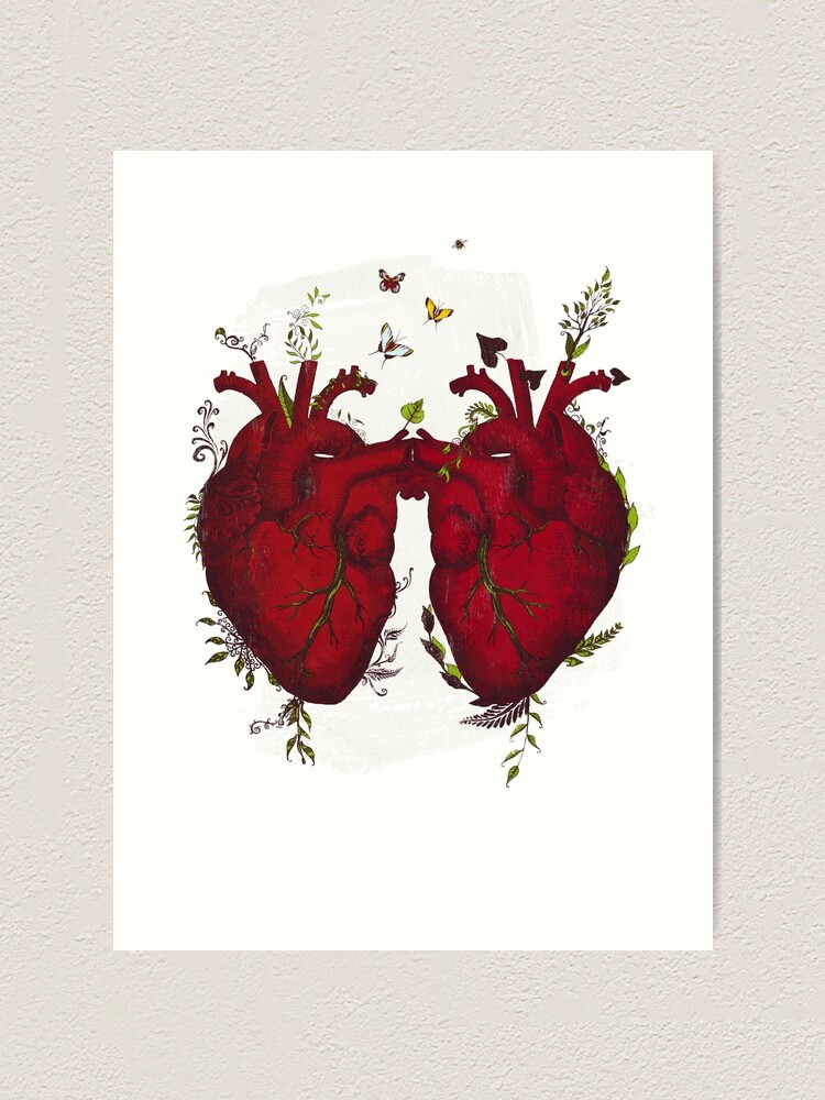 Alternate view of two hearts beating as one Art Print