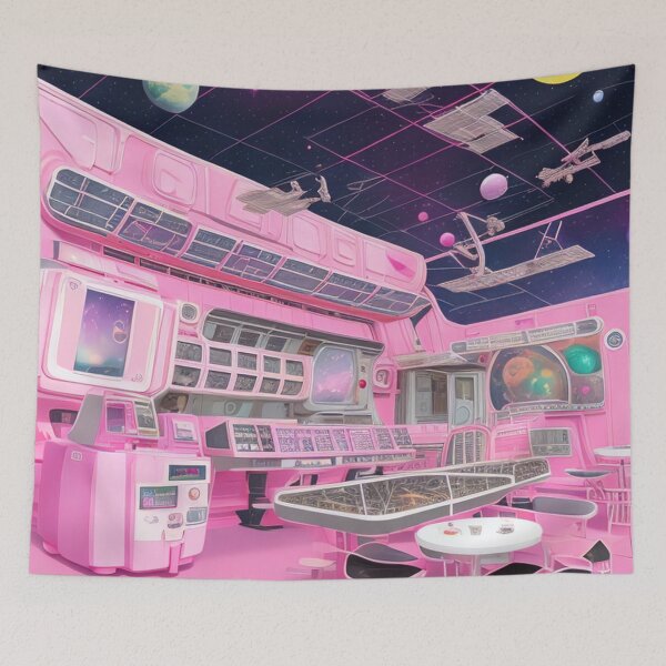 Item preview, Pink Spaceship, space, universe, stars, earth, astronomy, sky, future, galaxy, sci fi,  designed and sold by Cyber Kids.