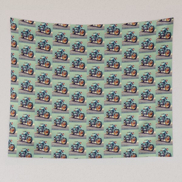 Item preview, TURQUESE MOTORCYCLE designed and sold by AmazingBackDrop.