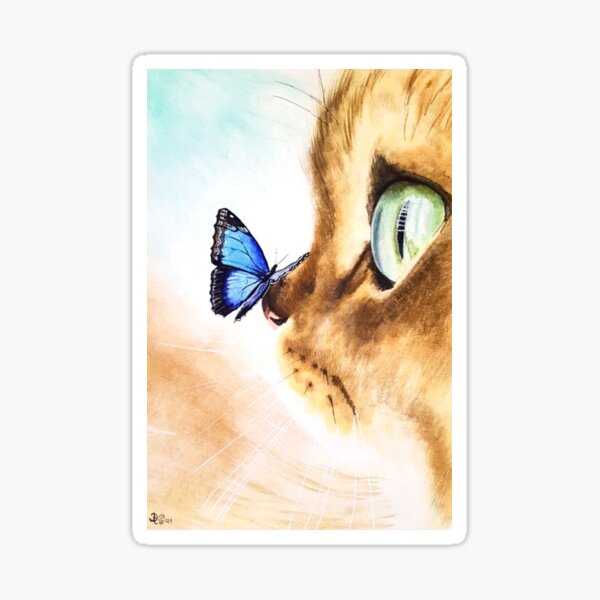 Cute Cat Canvas Gallery Wraps / Nursery Decor / Birthday Gift / Baby shower Gift / Kitty Print / Kitty Canvas /Watercolor Art Sticker