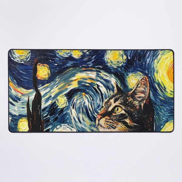 Item preview, Starry night Cat Van gogh Inspired Painting designed and sold by Vangoholic.