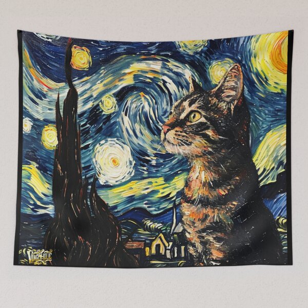 Item preview, Starry night Cat Van gogh Inspired Painting designed and sold by Vangoholic.
