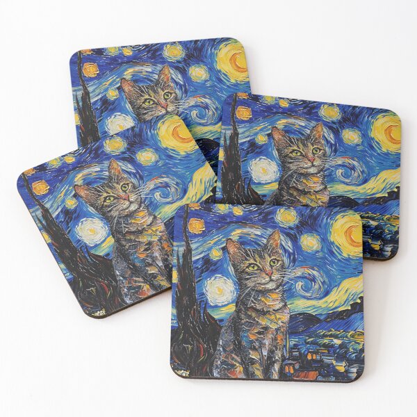 Item preview, Starry night Cat Van gogh Inspired Painting designed and sold by Vangoholic.