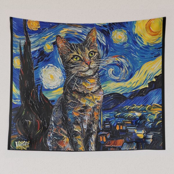 Item preview, Starry night Cat Van gogh Inspired Painting designed and sold by Vangoholic.