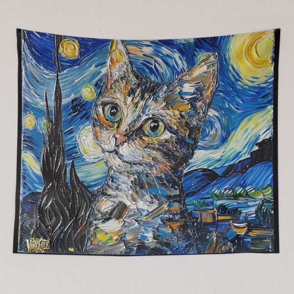 Item preview, Starry night Cat Van gogh Inspired Painting designed and sold by Vangoholic.
