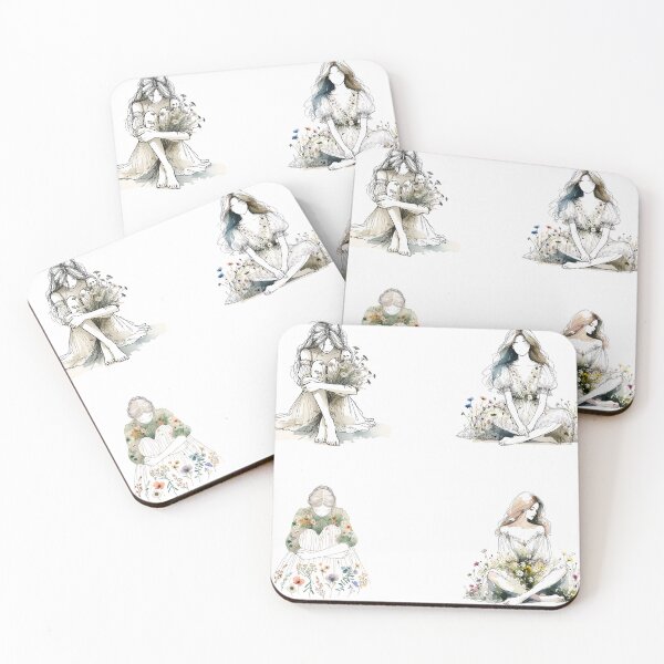 Item preview, Wildflower Daydream Sticker Pack - Girl Sitting Wildflowers - meeting fairies on a meadow designed and sold by EvaAngel.
