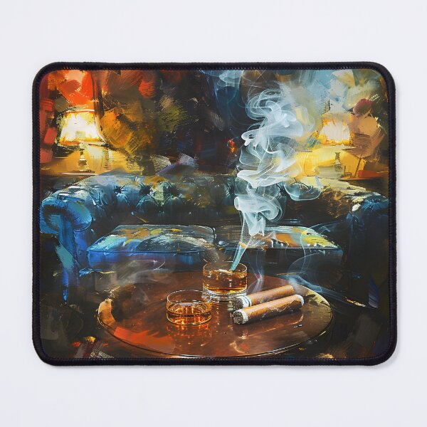 Item preview, Lounge Noir - A Masculine Symphony of Abstract Art, Leather, and the Dance of Thick Smoke designed and sold by OlfactoART Studio.