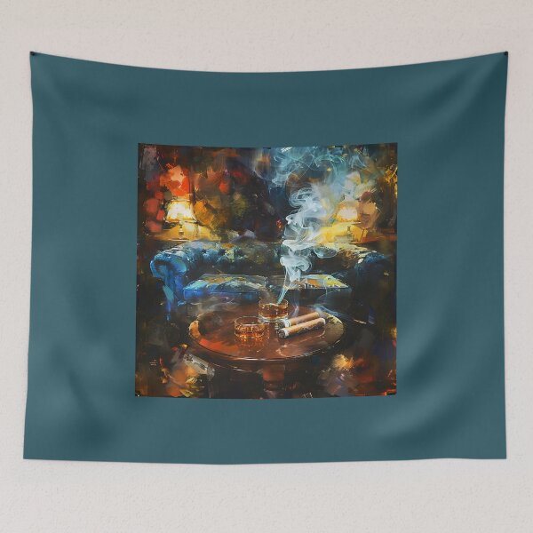 Item preview, Lounge Noir - A Masculine Symphony of Abstract Art, Leather, and the Dance of Thick Smoke designed and sold by OlfactoART Studio.