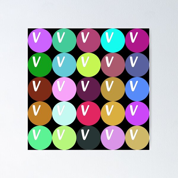 Item preview, Letter V - Abstract line art, geometric shapes,  polygon and circles lineart collection  (colored) #74 designed and sold by Henri Le Vatius.