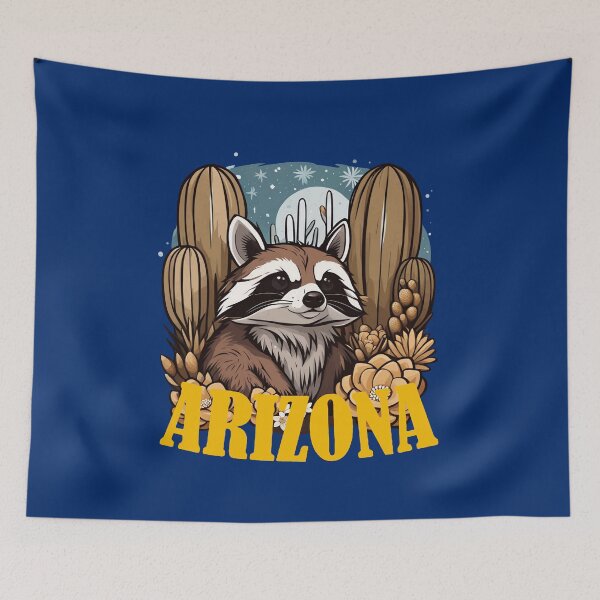 Item preview, Arizona Ring-tailed Cat Surrounded by White Cacti Blossom designed and sold by taiche.