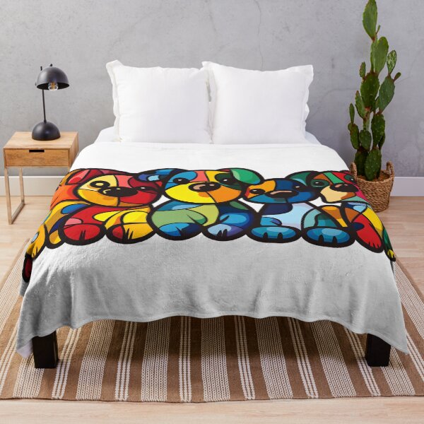 Item preview, Whimsical Colorful Dogs in a Row designed and sold by ArtbyAiGallery.