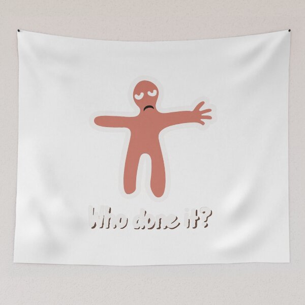 Item preview, Cartoonish Crime Scene Chalk Outline with 'Who done it?' Quote designed and sold by NiftyWrx.