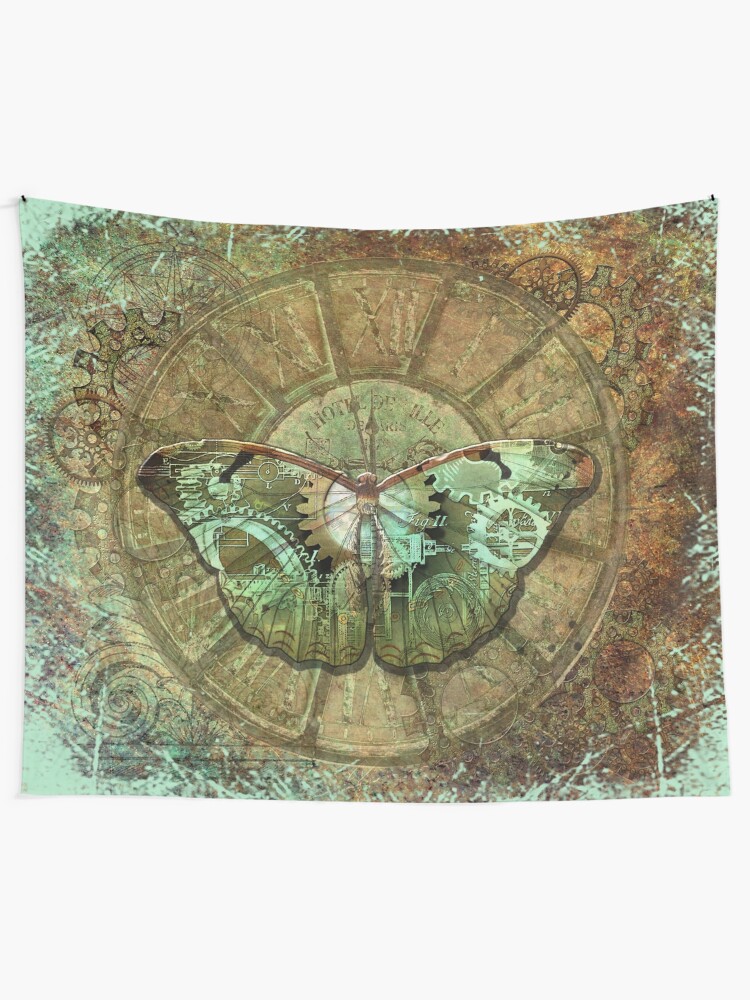 Alternate view of Steampunk Butterfly Distressed Tapestry