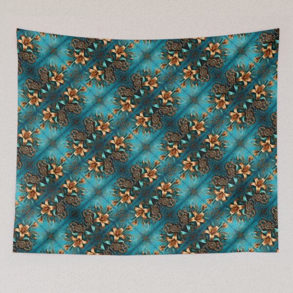 Item preview, Steampunk styled Lily Flower Seamless Pattern designed and sold by Petalandfur.