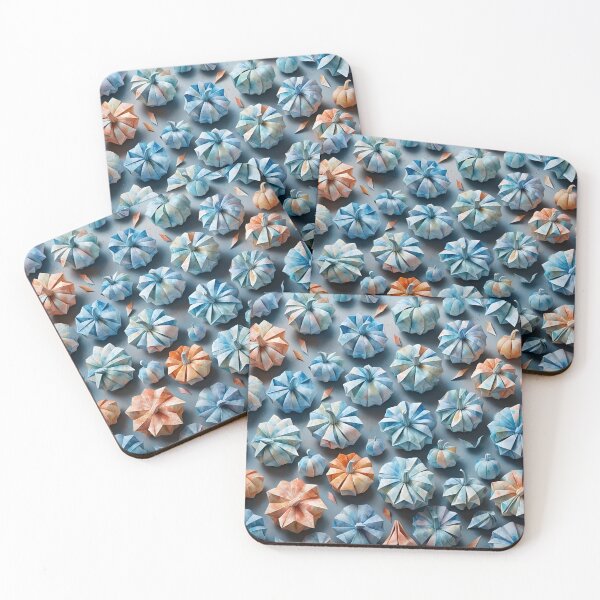 Item preview, Origami Little Pumpkins Pattern Pastel Blue Orange designed and sold by ShaViArt.