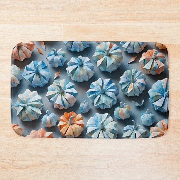 Item preview, Origami Little Pumpkins Pattern Pastel Blue Orange designed and sold by ShaViArt.