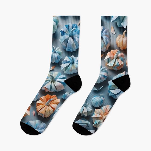 Item preview, Origami Little Pumpkins Pattern Pastel Blue Orange designed and sold by ShaViArt.