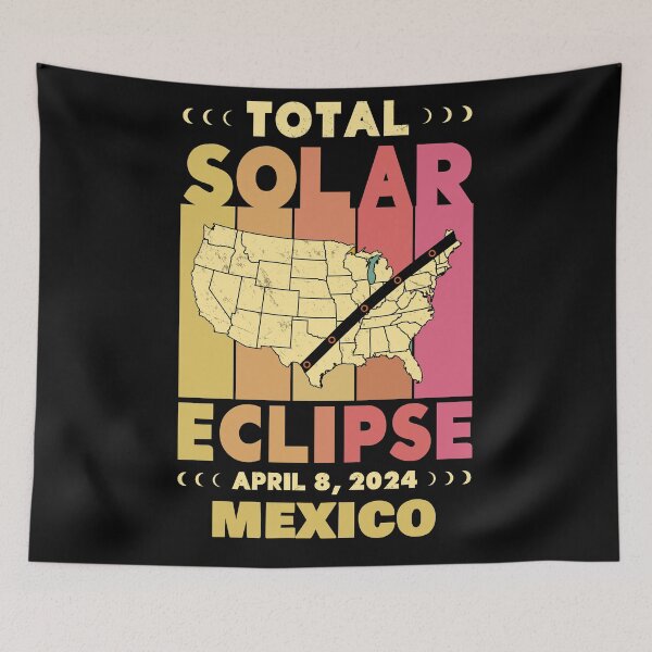 Item preview, Mexico Total Solar Eclipse with MAP - in Sun Hues 2024 April 8 designed and sold by EmeraldeaArt.