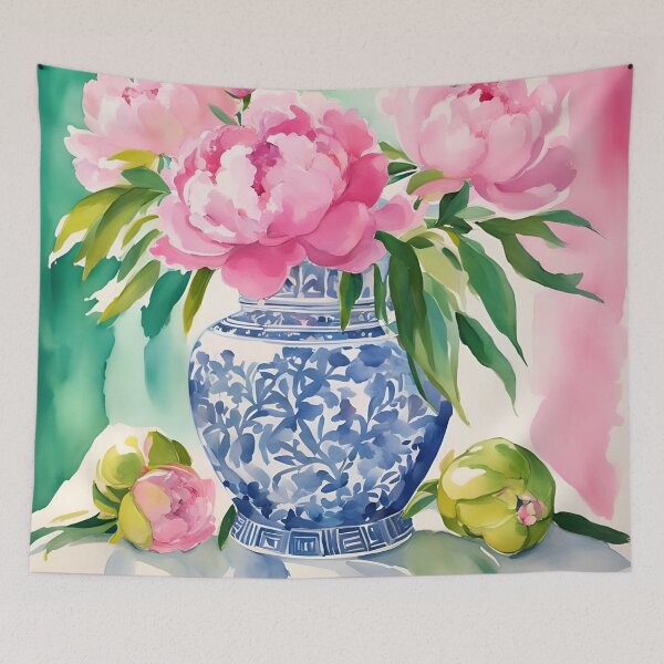 Item preview, Pink peonies in ginger jar designed and sold by SophieClimaArt.