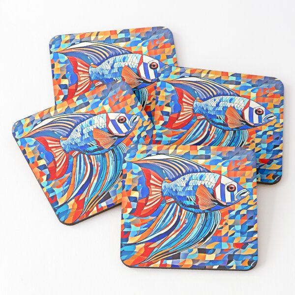 Item preview, Cubist Betta Fish Art designed and sold by Health And Fitness Posts e-Store.