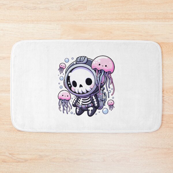 Item preview, Kawaii Skeleton Diver With Jellyfish designed and sold by TomFrontierArt.