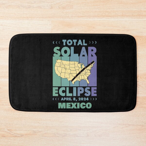 Item preview, Mexico Total Solar Eclipse with MAP - in Green and Blue Hues 2024 April 8 designed and sold by EmeraldeaArt.