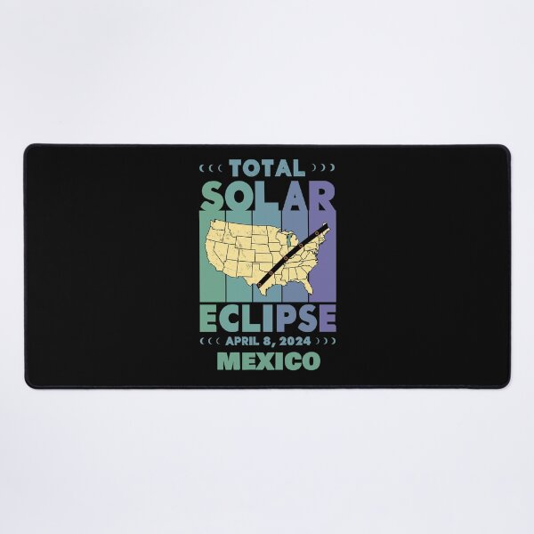 Item preview, Mexico Total Solar Eclipse with MAP - in Green and Blue Hues 2024 April 8 designed and sold by EmeraldeaArt.