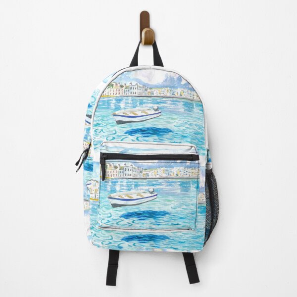 Item preview, Mykonos with Floating Boat On Turqoise Aegean Waters designed and sold by artshop77.