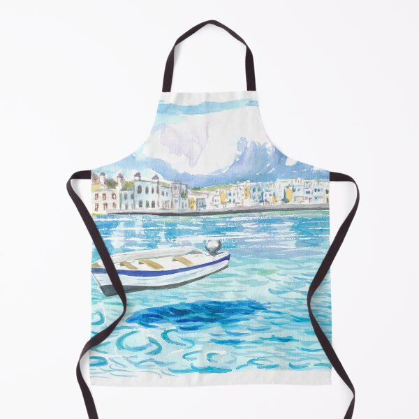 Item preview, Mykonos with Floating Boat On Turqoise Aegean Waters designed and sold by artshop77.
