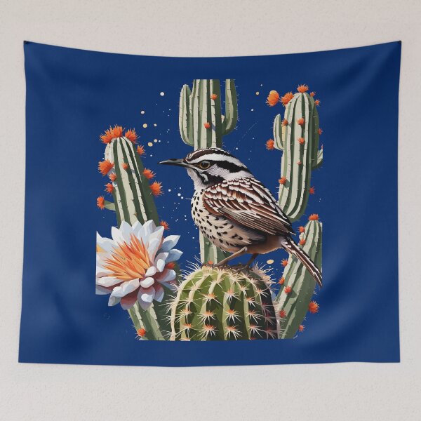 Item preview, Cactus Wren Surrounded By Saguaro Cactus Blossom designed and sold by taiche.