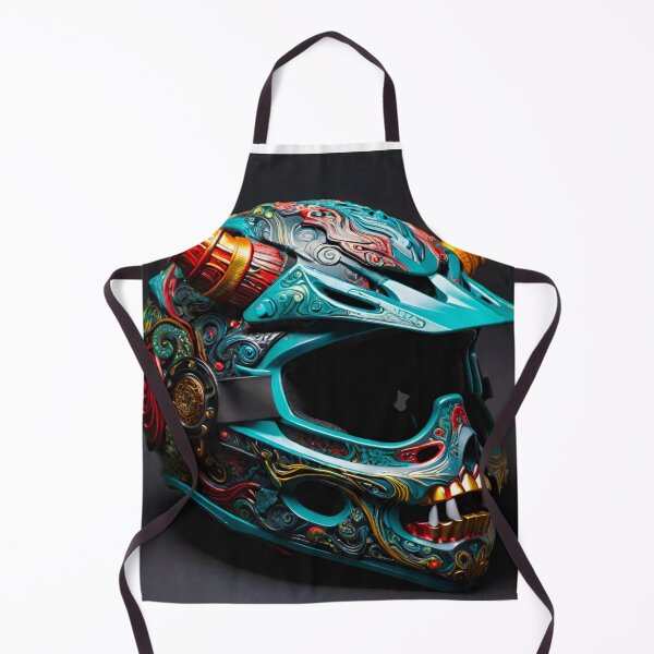 Item preview, Devil’s Crest - Intricate Blue MTB Helmet with Devil Horns designed and sold by GrizzlyCollective.