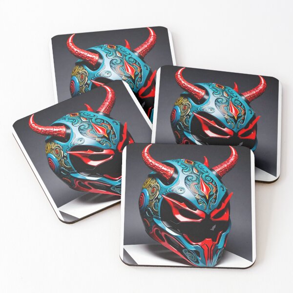 Item preview, Inferno Fusion - Red and Blue MTB Helmet with Devil Horns designed and sold by GrizzlyCollective.