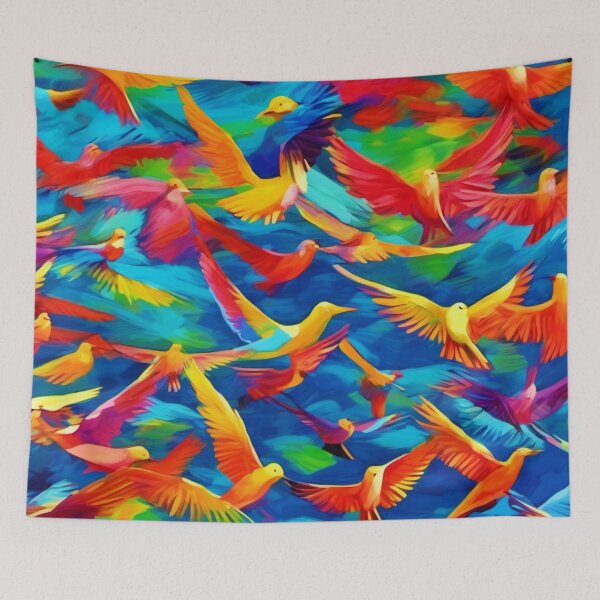 Item preview, Vibrant Birds Painting designed and sold by Health And Fitness Posts e-Store.