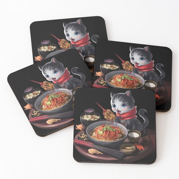 Item preview, CAT WITH KOREAN FOOD T-SHIRT/HOODY/PHONES CASES designed and sold by justforyou2024.