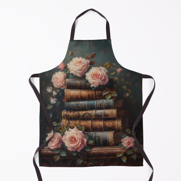 Item preview, Antique book and pink roses - dark academia oil painting library biblioteque girlie bookish gift for bookworm girl designed and sold by Fantasy Cache.