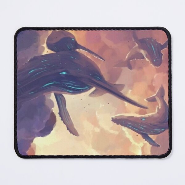 Item preview, Whimsical flying whales designed and sold by Lateef Prints.