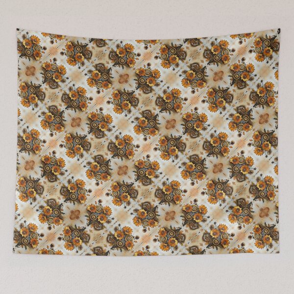 Item preview, Steampunk styled Aster Flower Seamless Pattern designed and sold by Petalandfur.
