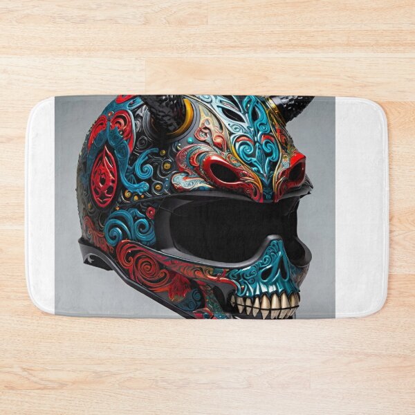 Item preview, Celestial Guardian - Intricately Detailed MTB Helmet with Devil Horns designed and sold by GrizzlyCollective.