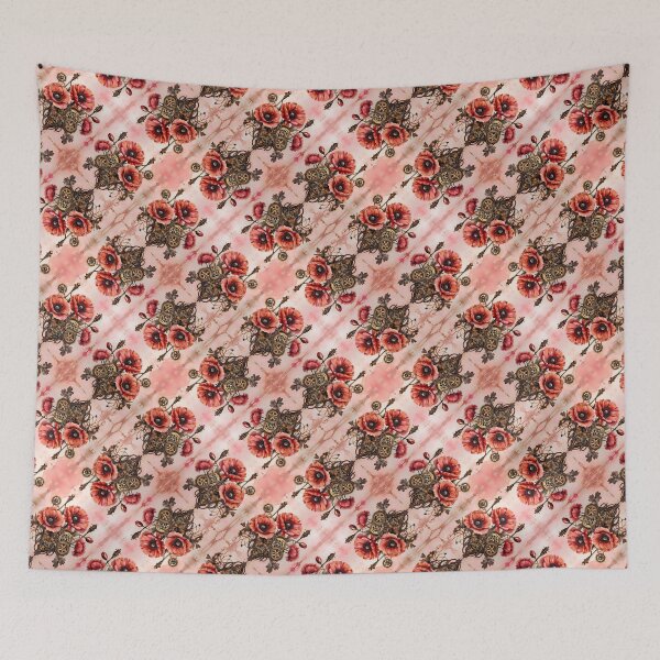 Item preview, Steampunk styled Poppy Flower Seamless Pattern designed and sold by Petalandfur.