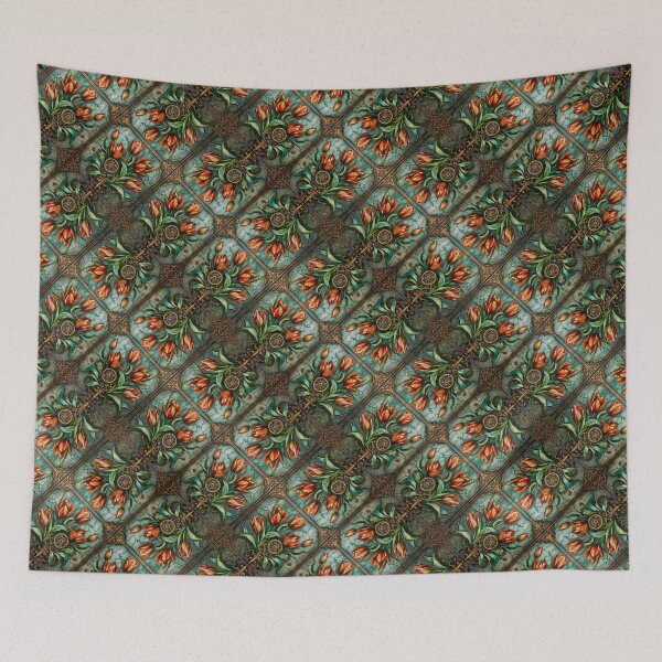 Item preview, Steampunk styled Tulip Flower Seamless Pattern designed and sold by Petalandfur.