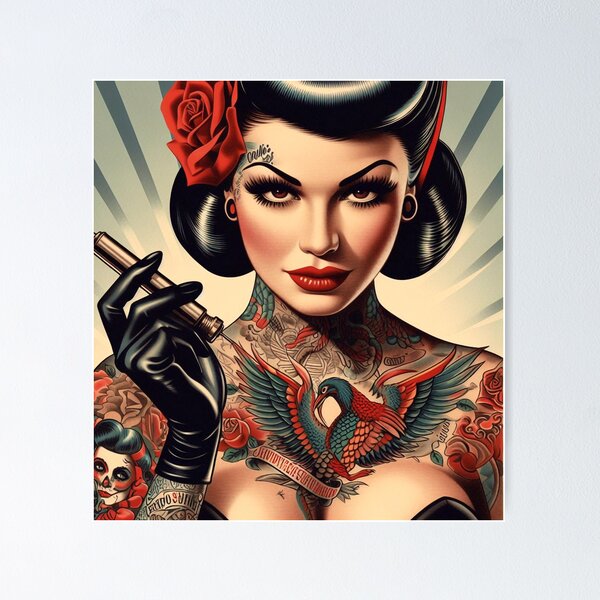 Item preview, Vintage Tattoo Pin-up designed and sold by PulpVintage.