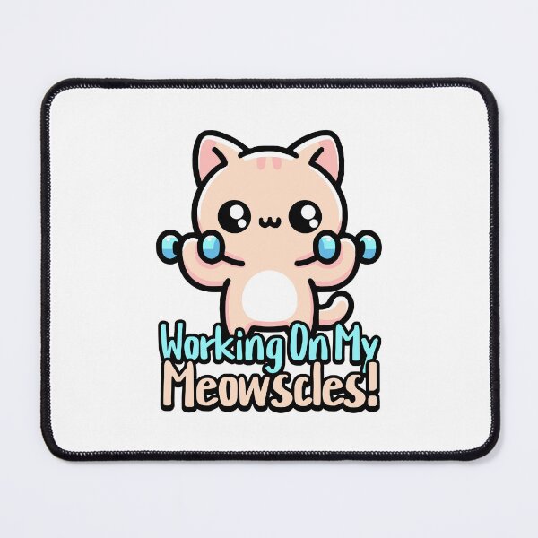 Item preview, Working On My Meowscles! Cute Muscular Cat Gym Pun designed and sold by PMCreative.