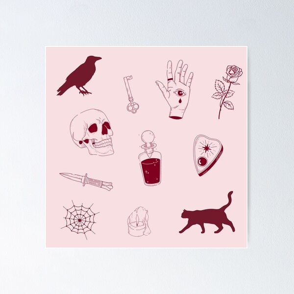 Item preview, Burgundy gothic dark witch pack in powder pink designed and sold by myabstractmind.