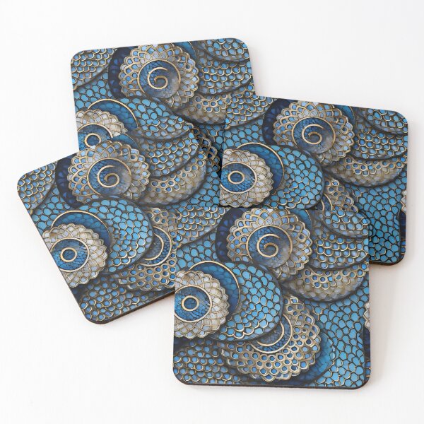 Item preview, BE QUIET LEOPARD SEEMLESS BLUE ORNAMENT designed and sold by digitalartlb.