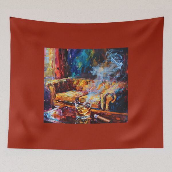 Item preview, Urban Retreat - A Graffiti-Infused Cigar Lounge Experience with Leather and Plumes of Smoke designed and sold by OlfactoART Studio.