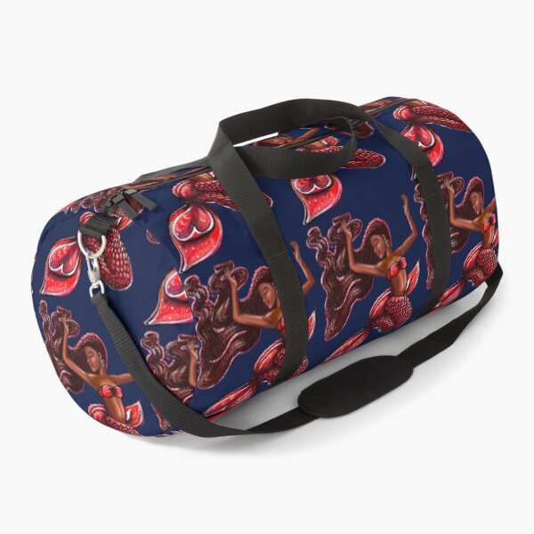 Item preview, mermaid red fins flowing red locs, Afro hair and brown skin. African American Mermaids designed and sold by Artonmytee.