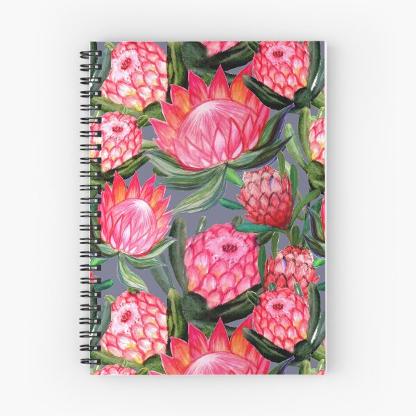 Item preview, Protea flowers painted in watercolor – all over print – a riot of pink and bright color designed and sold by MagentaRose.